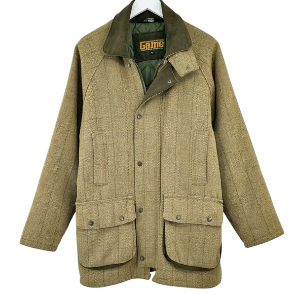 Game Technical Apparel Padded Derby Tweed Green Wool Countrywear Jacket Coat - Picture 4 of 16